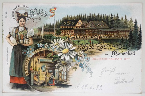 Litho postkarte marienbad - litho,