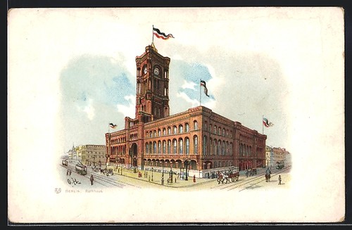 Lithographie berlin rathaus - lithographie,