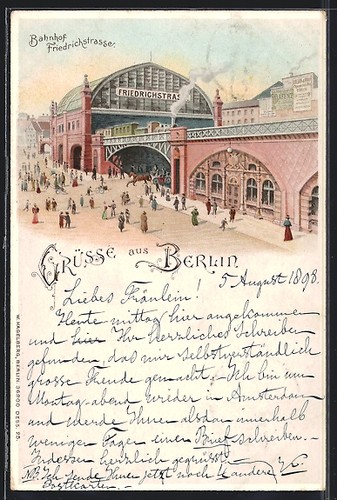 Lithographie berlin bahnhof - lithographie,