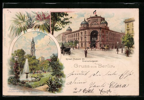 Lithographie berlin postamt - berlin,,