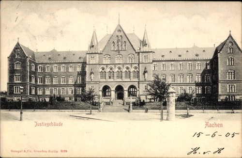 Aachen justizgebäude - ak, aachen,